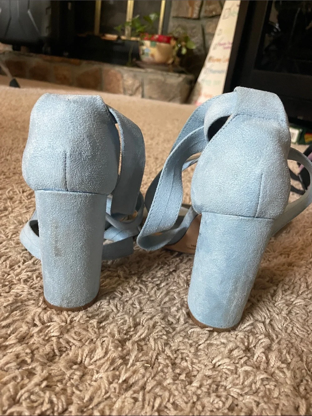 Light Blue Strappy Dressy Sandals - Women’s Shoes